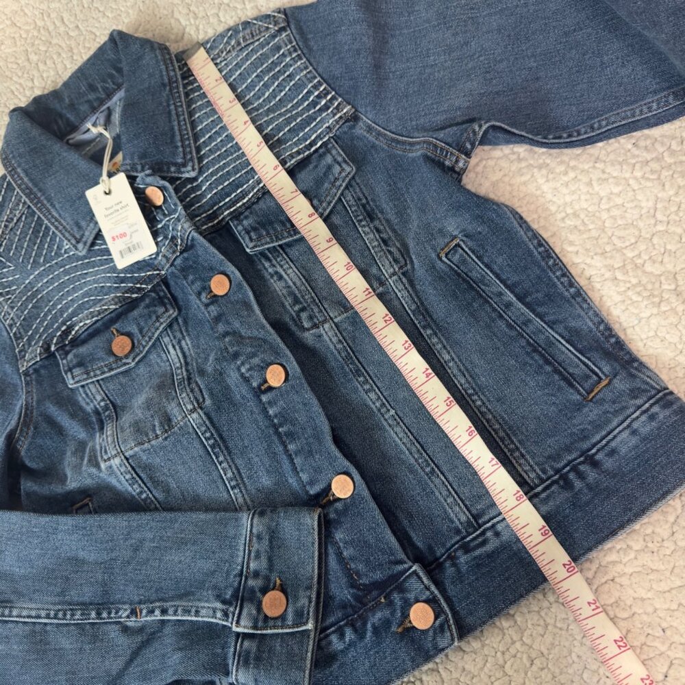 Marine Layer Small Womens Denim Jacket With Embroidered Detail new blue color - Picture 5 of 12